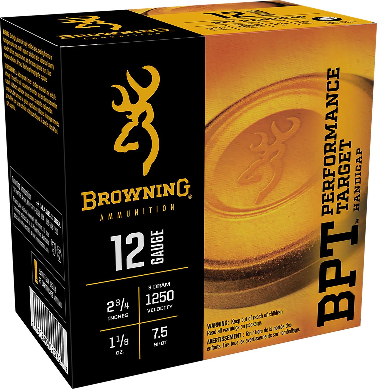Browning Ammo B193641227 BPT Performance Target Handicap 12Gauge 2.75" 1 1/8oz 7.5Shot 25 Per Box/10 Case