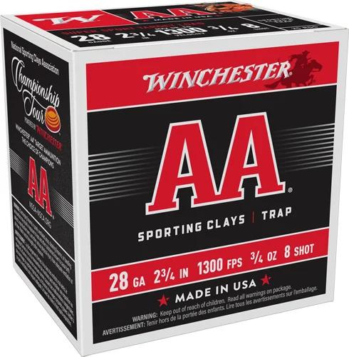 WINCHESTER AA 28GA 2.75" 3/4OZ - #8 1300FPS 250RD CASE LOT