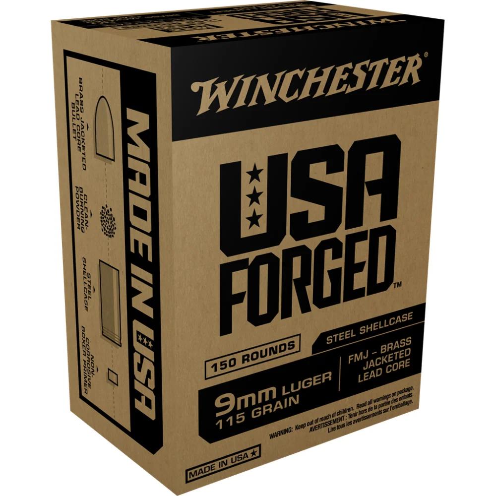 Winchester USA Forged- Steel Case Handgun Ammunition 9mm Luger 115 gr FMJ 1190 fps 150/ct