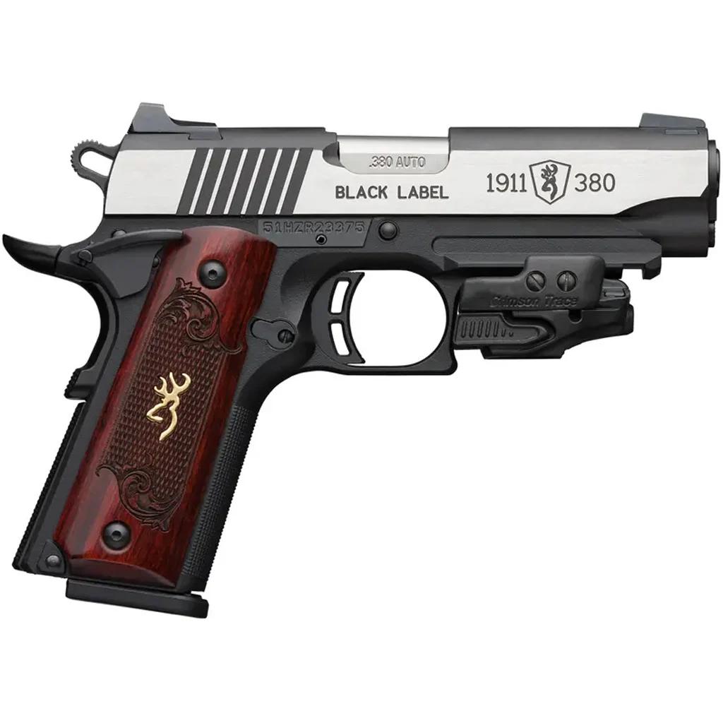 Browning 1911-380 Black Label Pistol 380 ACP 3.625 in. Black 8 rd. Crimson Trace