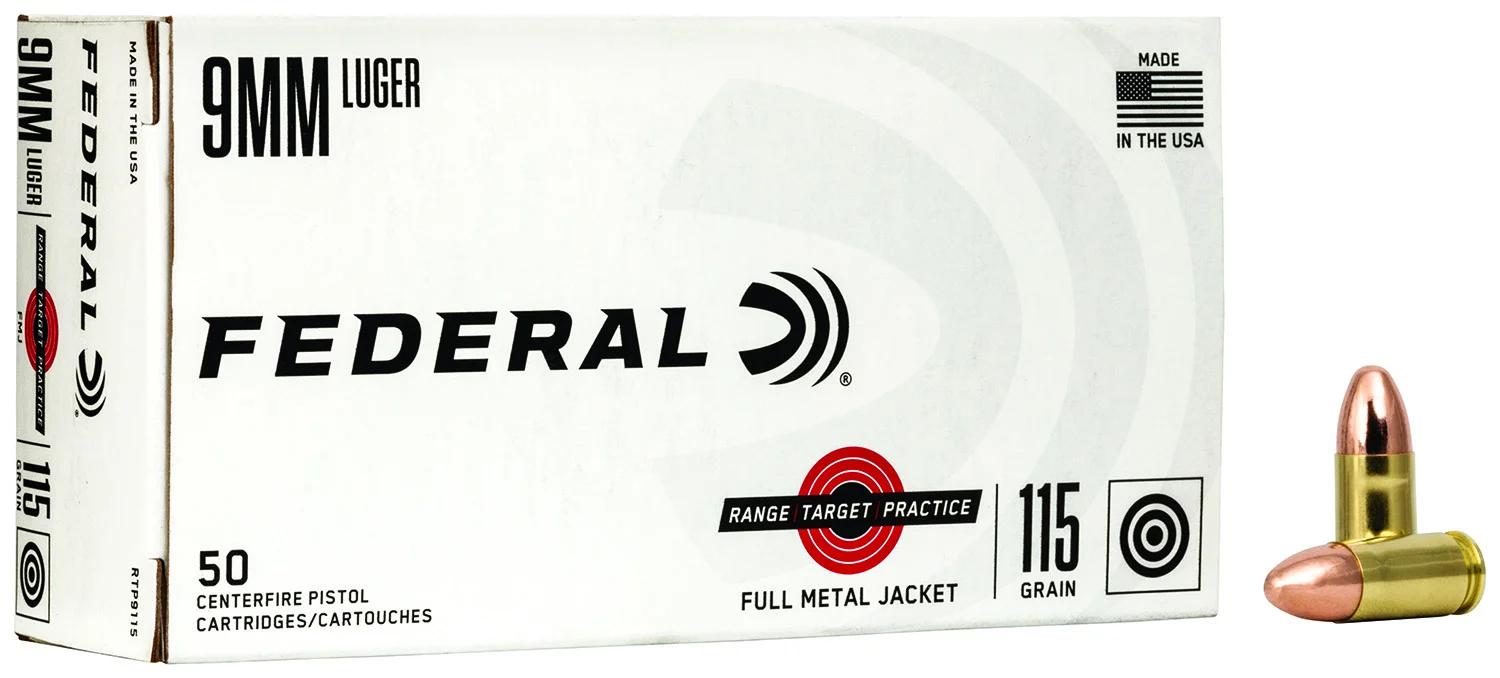 Federal RTP9115 Range & Target  9mmLuger 115gr Full Metal Jacket 50 Per Box/20 Case