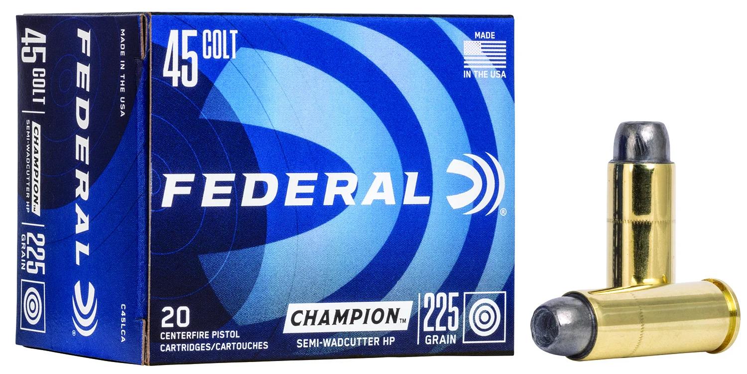 Federal C45LCA Champion Training 45Colt 225gr Semi Wadcutter Hollow Point 20 Per Box/25 Case