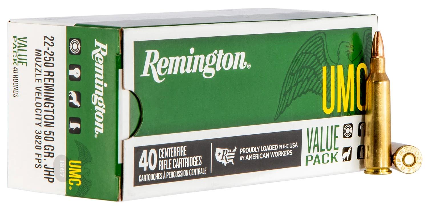 Remington Ammunition 23783 UMC Value Pack 22-250Rem 50gr Jacketed Hollow Point 40 Per Box/10 Case