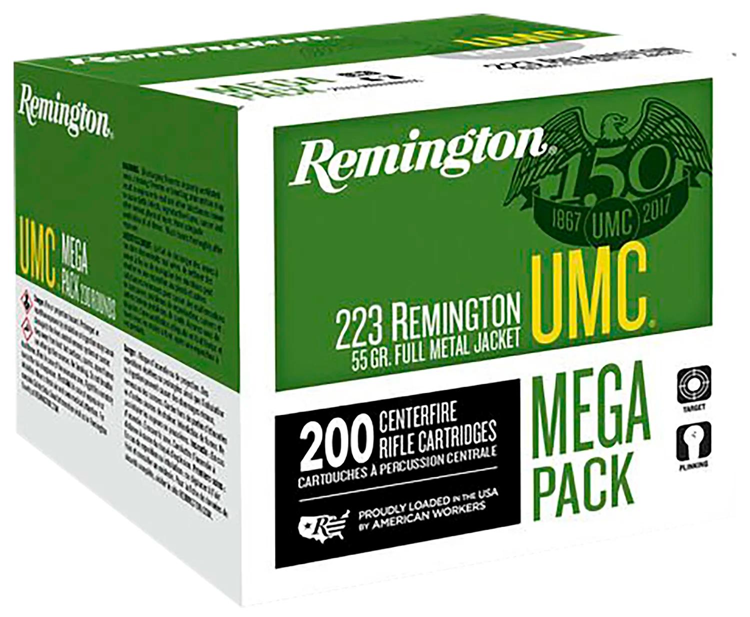 Remington Ammunition 23683 UMC Mega Pack 223Rem 55gr Full Metal Jacket 200 Per Box/4 Case