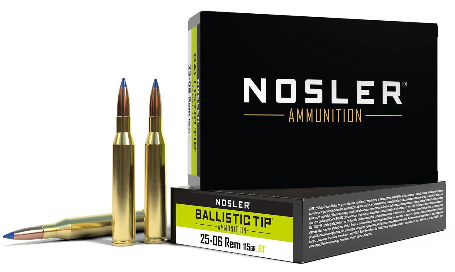 Nosler 40071 Ballistic Tip  25-06Rem 115gr Spitzer Ballistic Tip 20 Per Box/10 Case