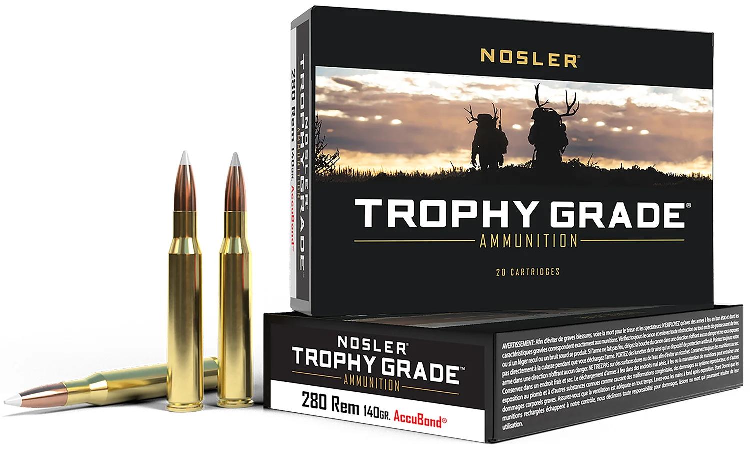 Nosler 48545 Trophy Grade  280Rem 140gr Nosler AccuBond 20 Per Box/10 Case