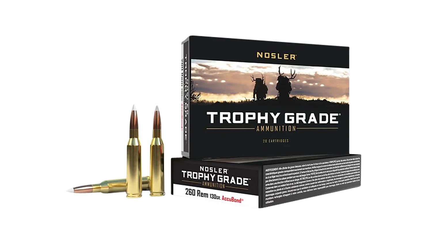 Nosler 60024 Trophy Grade  260Rem 130gr Nosler AccuBond 20 Per Box/10 Case