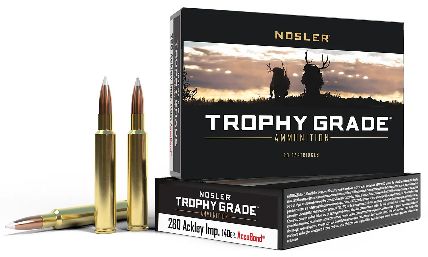 Nosler 60043 Trophy Grade  280Ackley Improved 140gr Nosler AccuBond 20 Per Box/10 Case