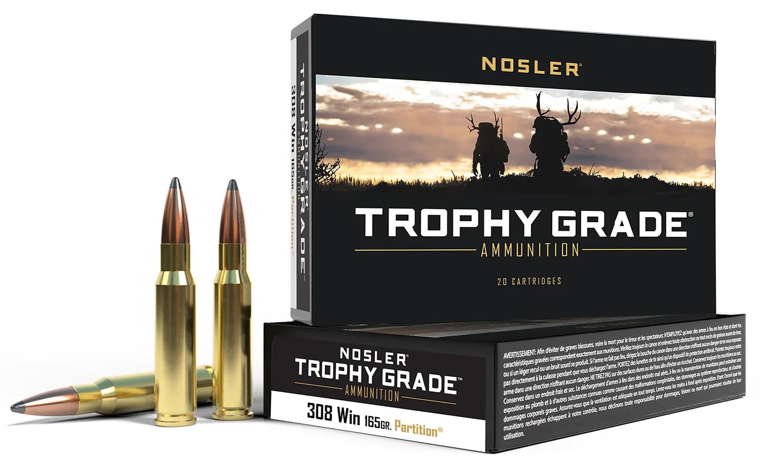 Nosler 60053 Trophy Grade  308 Win 165 gr Nosler Spitzer Partition 20 Per Box/ 10 Case