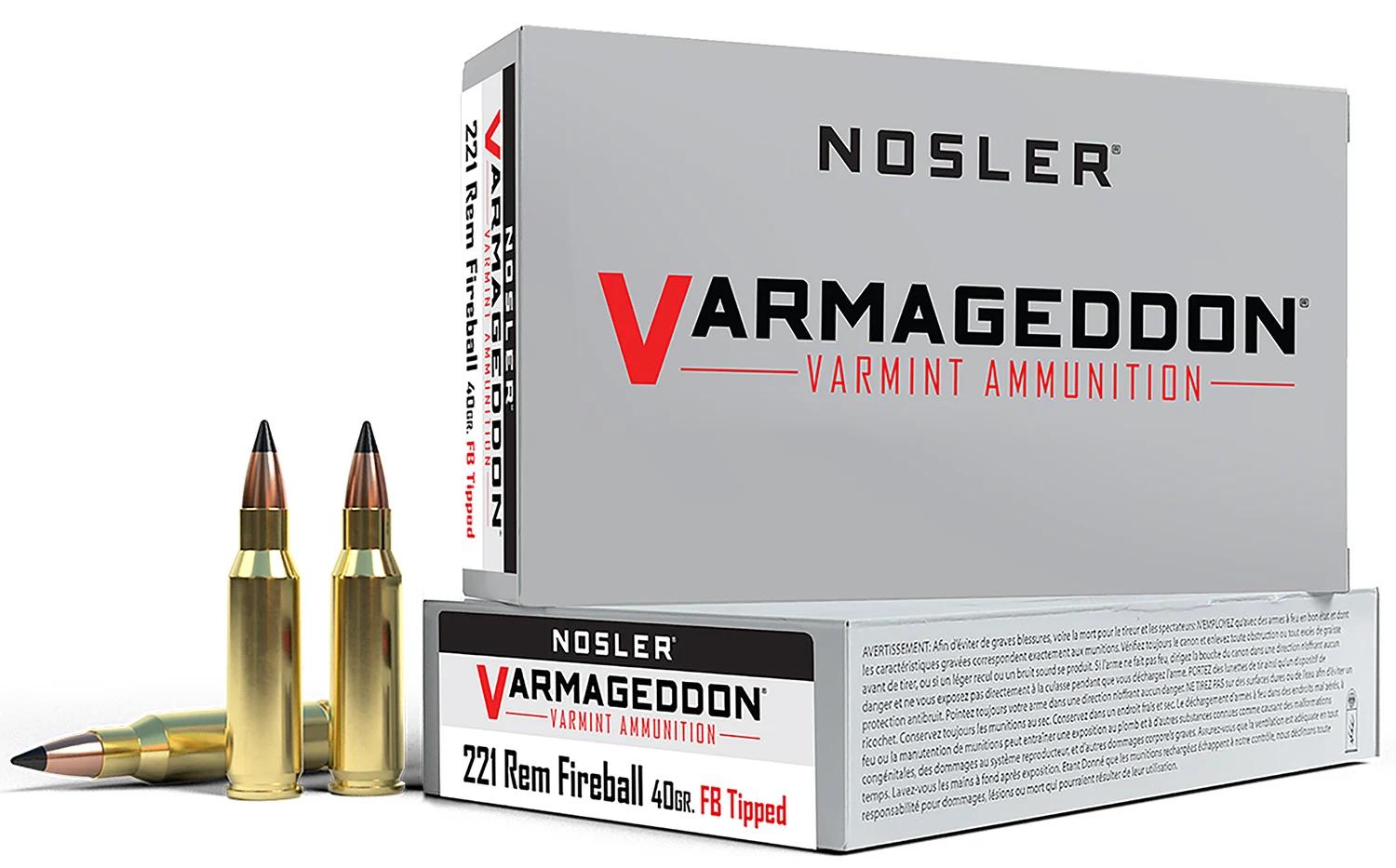 Nosler 65125 Varmageddon  221RemFireball 40gr Flat Base Tipped 20 Per Box/20 Case
