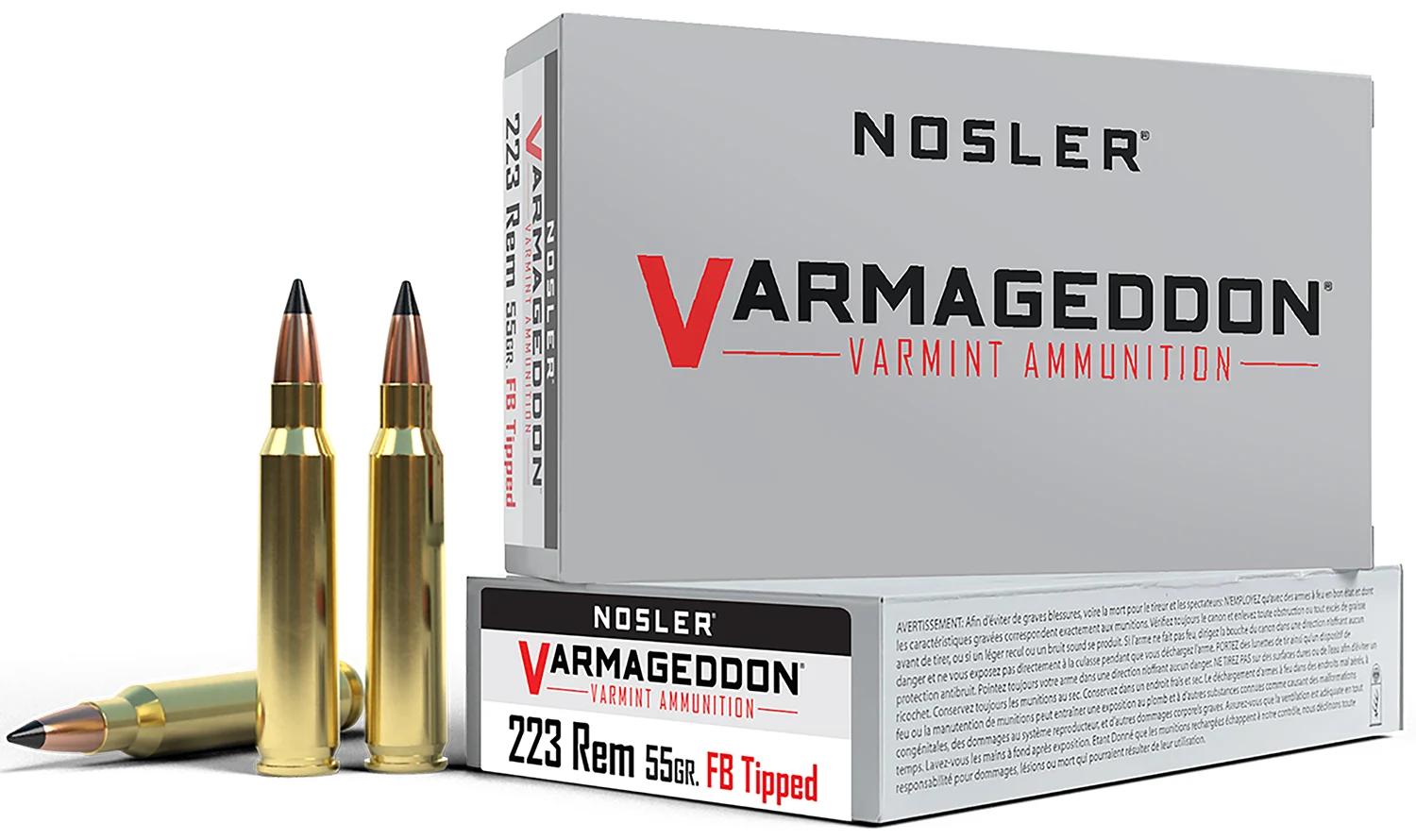 Nosler 65145 Varmageddon  223Rem 55gr Flat Base Tipped 20 Per Box/20 Case