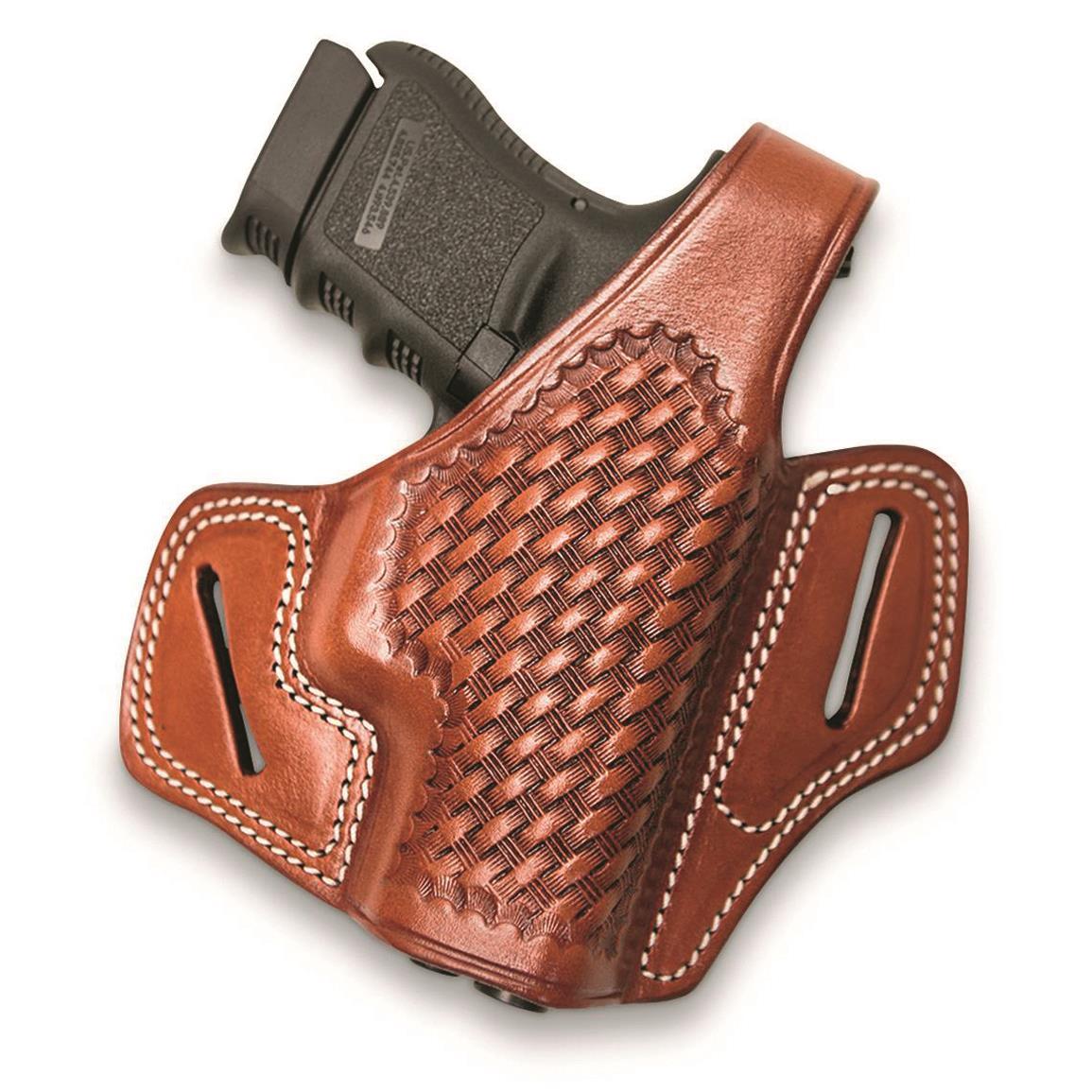 Cebeci Arms Leather Basketweave Belt-Slide OWB Pancake Holster Glock 17/22 Right Hand