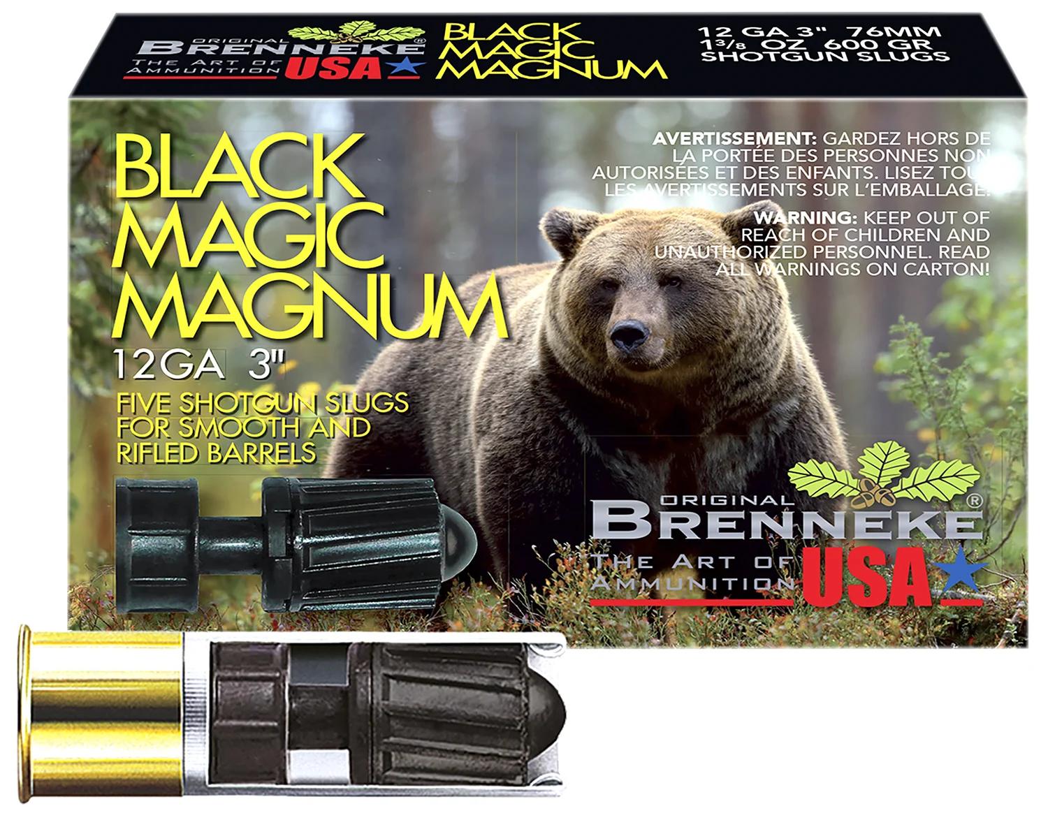 Brenneke SL123BMM Black Magic Magnum  12Gauge 3" 1 3/8oz Slug Shot 5 Per Box/50 Case