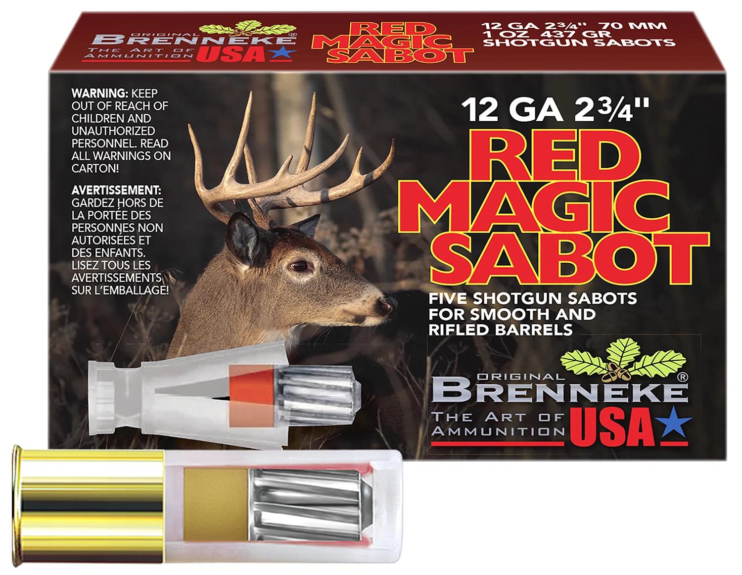 Brenneke SL122RMS Red Magic  12Gauge 2.75" 1oz Sabot Slug Shot 5 Per Box/50 Case