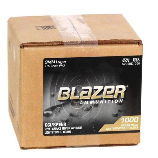 CCI Blazer Brass Handgun Ammunition 9mm Luger 115 gr. FMJ 1145 fps 1000/ct (Loose Pack)