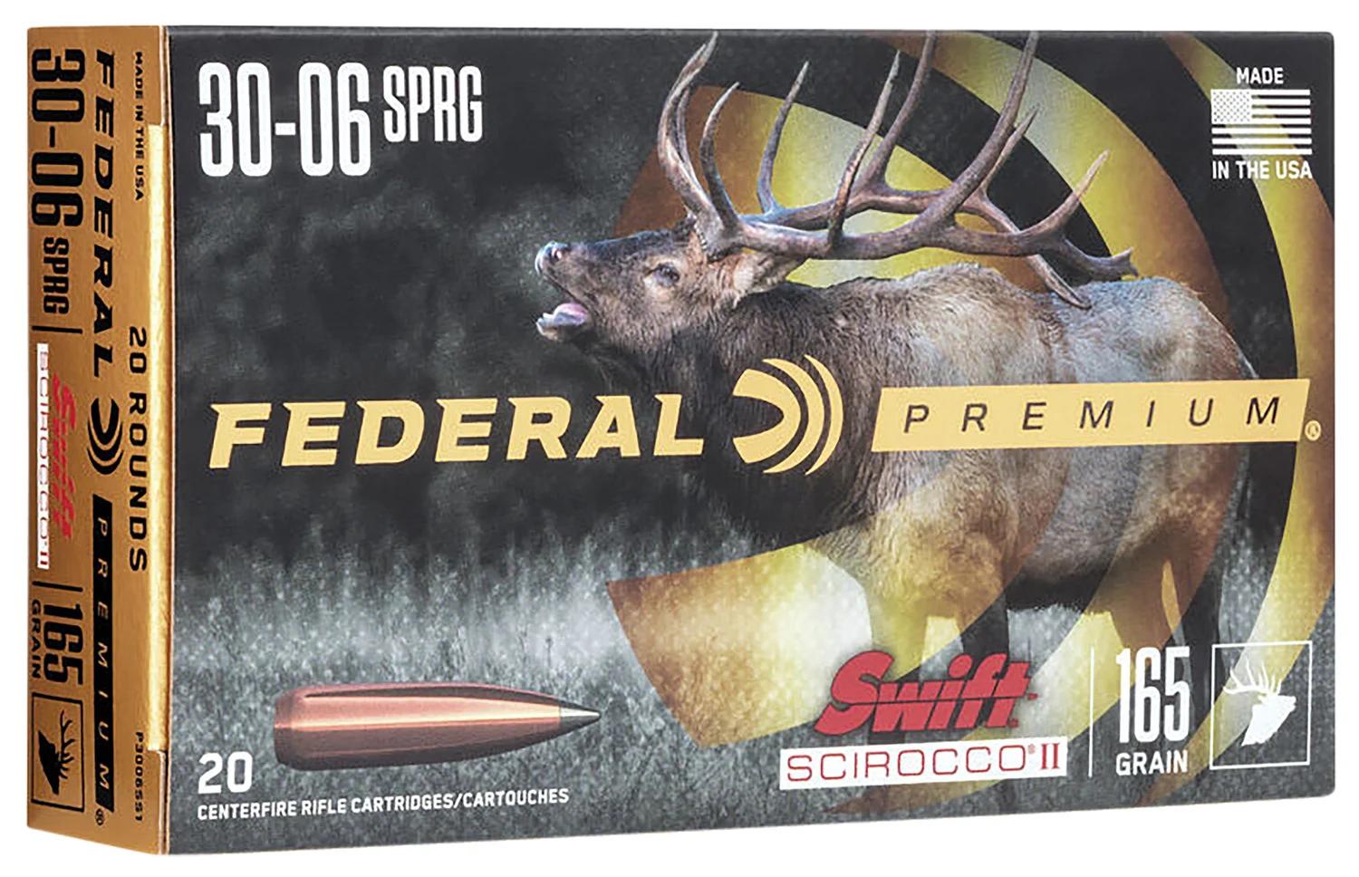 Federal P3006SS1 Premium  30-06Springfield 165gr Swift Scirocco II 20 Per Box/10 Case