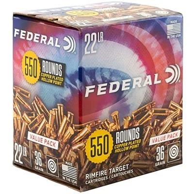 TARGET 22 LONG RIFLE 36GR COPPER PLATED HOLLOW POINT 550/BOX