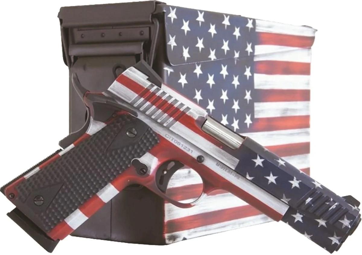 Citadel Red White and Blue Cerakote 1911-A1 8rd Magazine 5" Barrel G10 Grips with Ammo Can