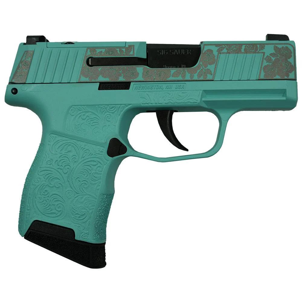 Sig Sauer "Gun & Roses-Robin's Egg Blue" P365 Optic Ready Handgun 9mm Luger 10rd Magazines(2) 3.1" Barrel X-RAY 3 Sights