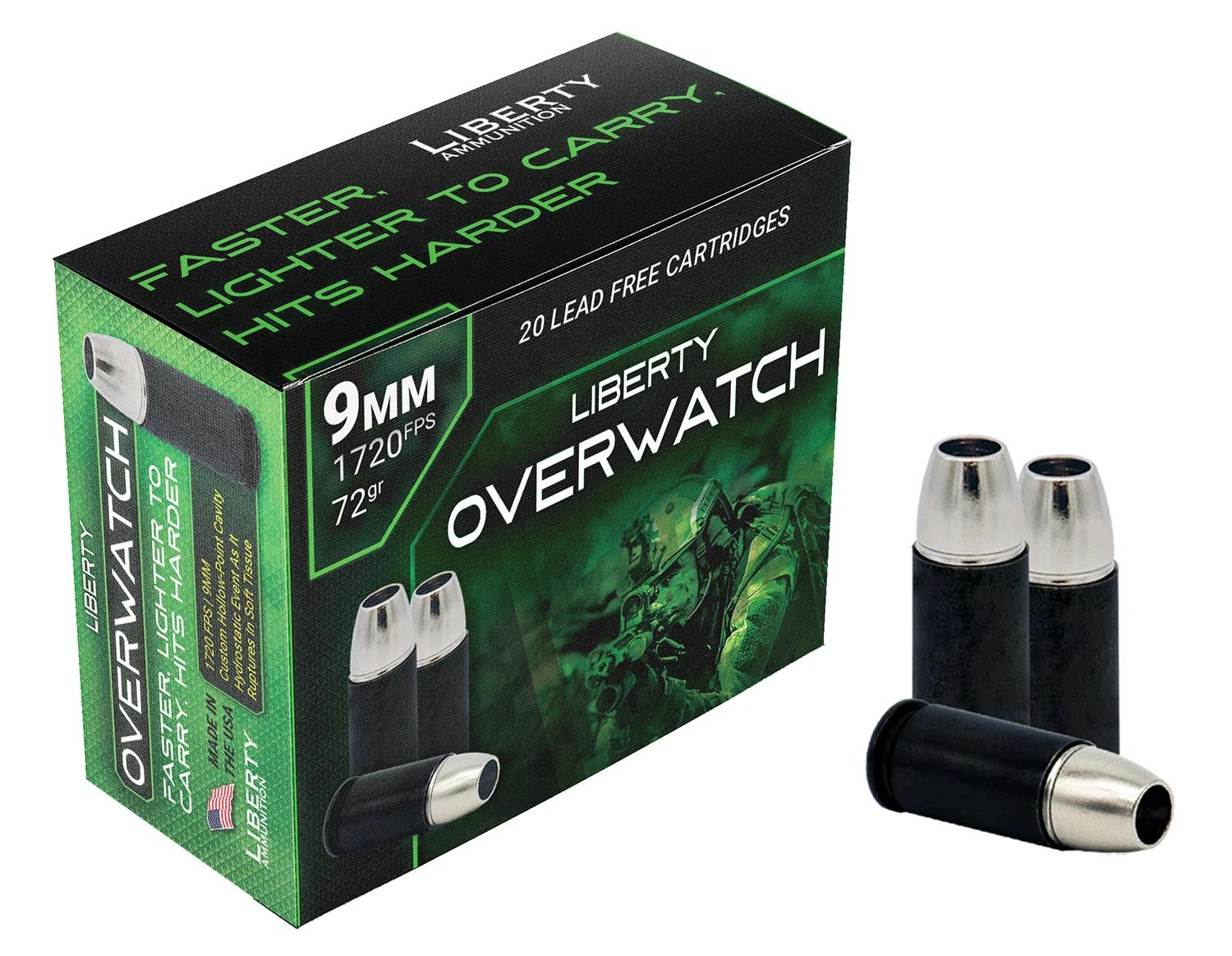 Liberty Ammunition LAOW9MM721700 OverWatch  9mmLuger 72gr Open Cavity Design 20 Per Box/50 Case