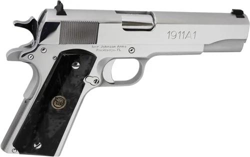 IVER JOHNSON 1911A1 38 SUPER - 5" FS 9RD CHROME BLACK PEARL