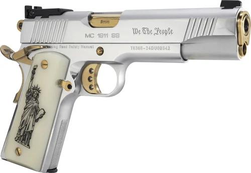 GIRSAN MC1911S WE THE PEOPLE - 9MM GOVT 5" CHROME/GOLD 9RD
