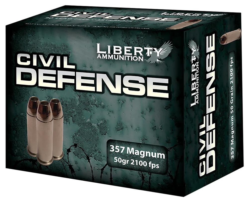 Liberty Ammunition LACD357030 Civil Defense  357Mag 50gr Lead Free Fragmenting Hollow Point 20 Per Box/50 Case
