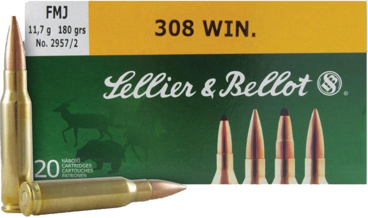 Sellier & Bellot Rifle Ammunition .308 Win 180 gr FMJ  - 20/box
