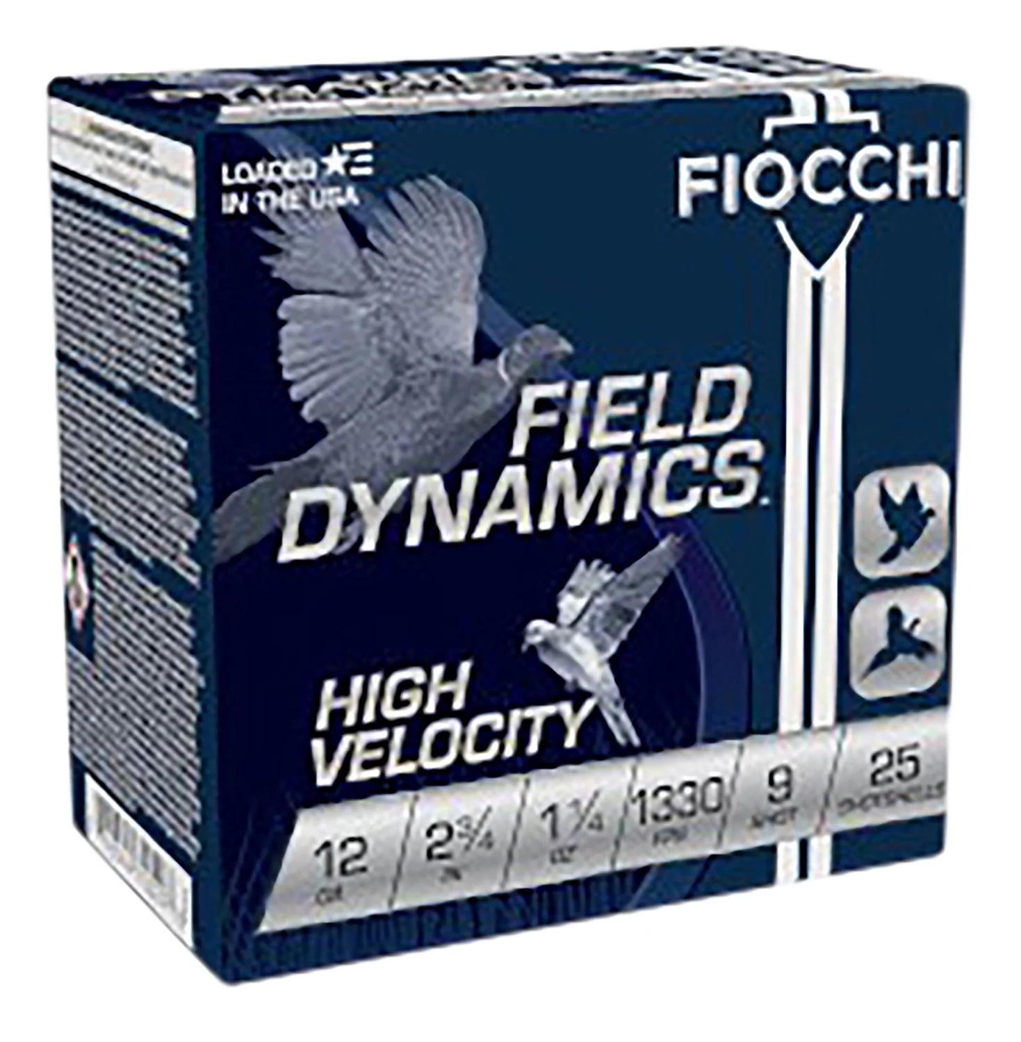 Fiocchi 12HV9 Field Dynamics High Velocity 12Gauge 2.75" 1 1/4oz 9Shot 25 Per Box/10 Case