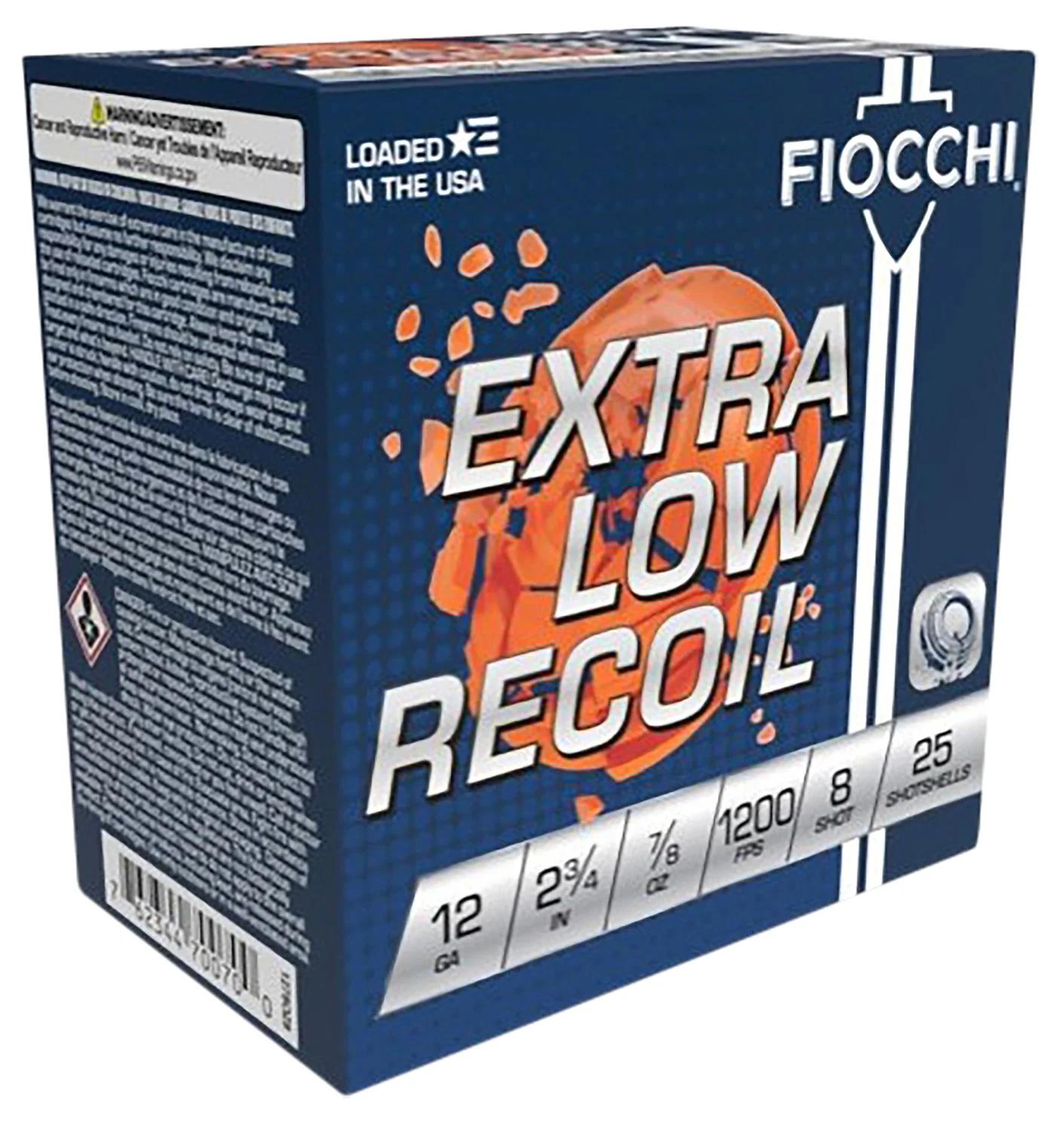 Fiocchi 1278OZ8 Exacta Target Low Recoil Trainer 12Gauge 2.75" 7/8oz 8Shot 25 Per Box/10 Case