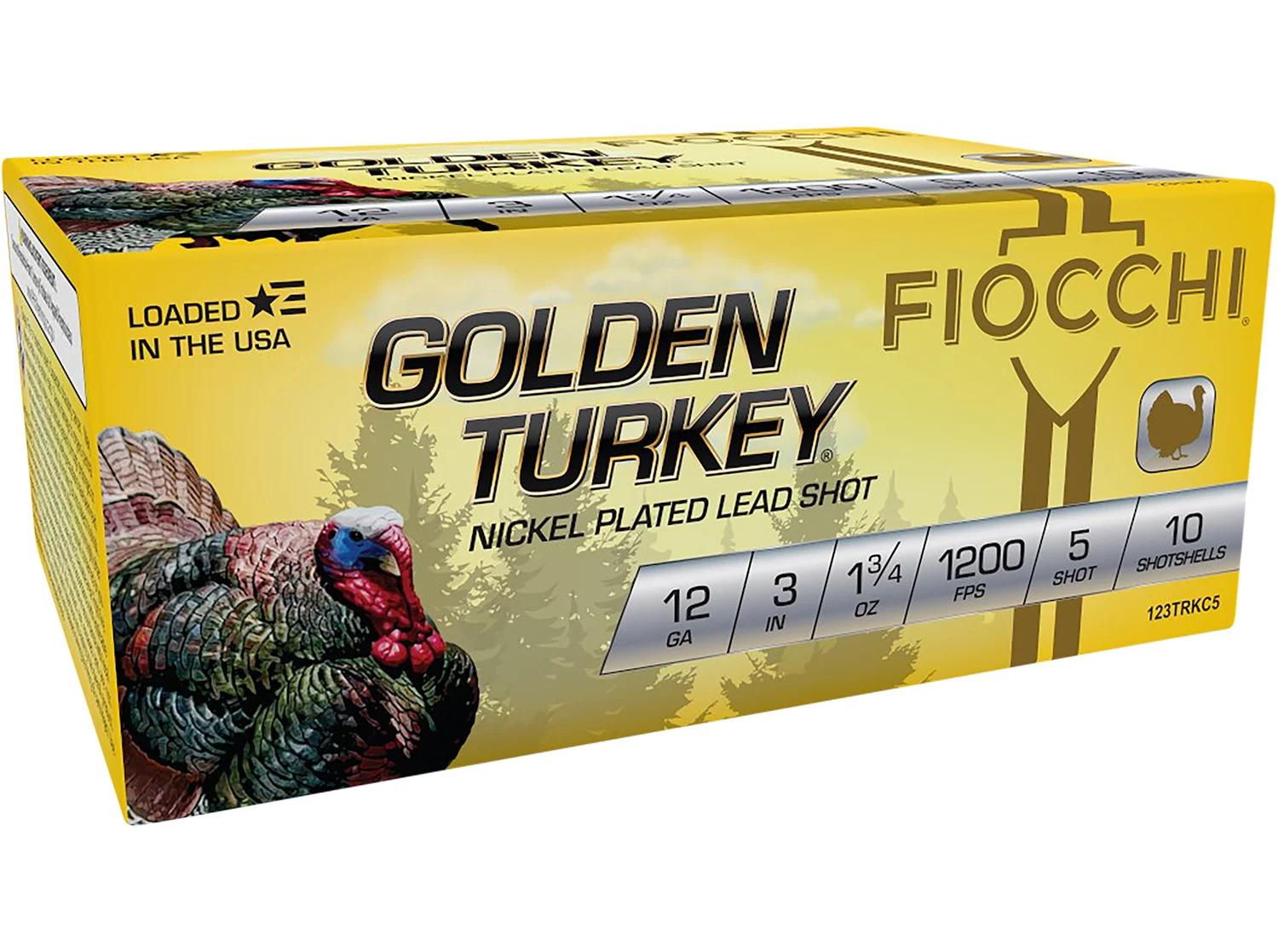 Fiocchi 123TRKC5 Golden Turkey  12Gauge 3" 1 3/4oz 5Shot 10 Per Box/10 Case