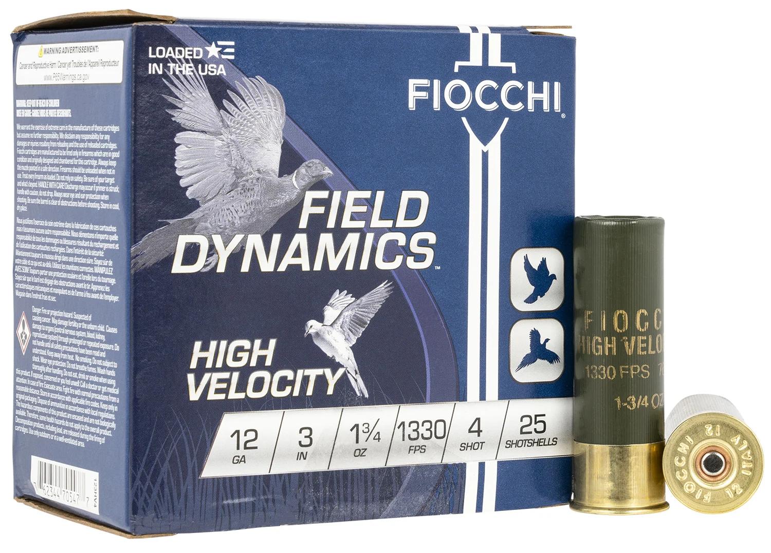 Fiocchi 123HV4 Field Dynamics High Velocity 12Gauge 3" 1 3/4oz 4Shot 25 Per Box/10 Case
