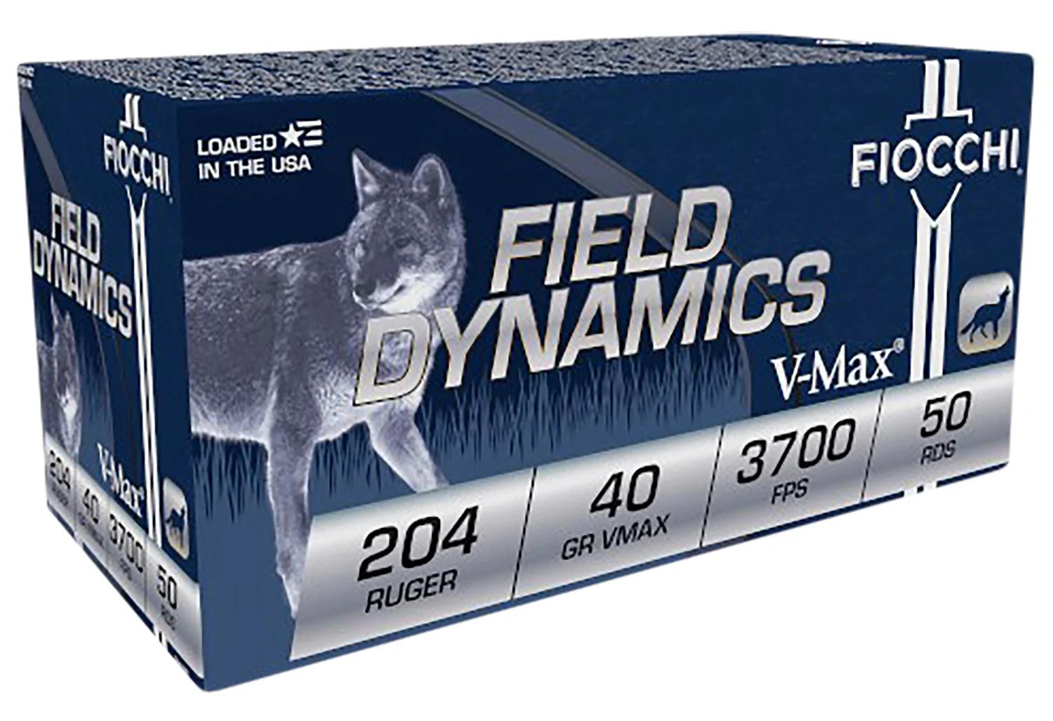 Fiocchi 204HVB Field Dynamics  204Ruger 40gr Hornady V Max 50 Per Box/20 Case