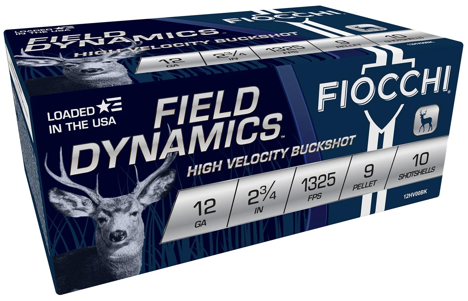 Fiocchi 12HV9P Field Dynamics  12Gauge 2.75" 9Pellets 00Buck Shot 10 Per Box/25 Case