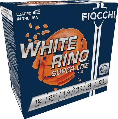 FIOCCHI WHITE RINO 12GA 2.75" - 1-1/8OZ #8 1150FPS 250RD CASE