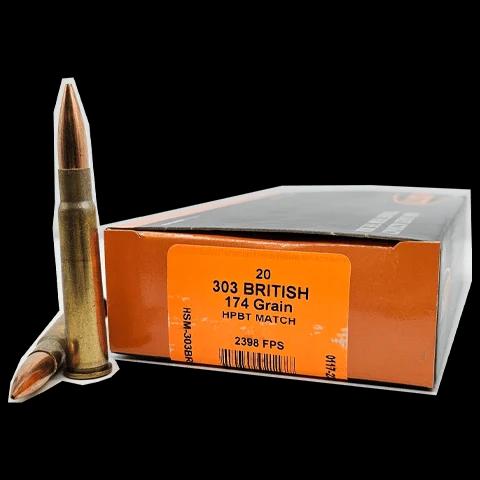 HSM AMMUNITION 303 BRITISH 174GR HPBT MATCH 20RD BOX 20 BOXES PER CASE