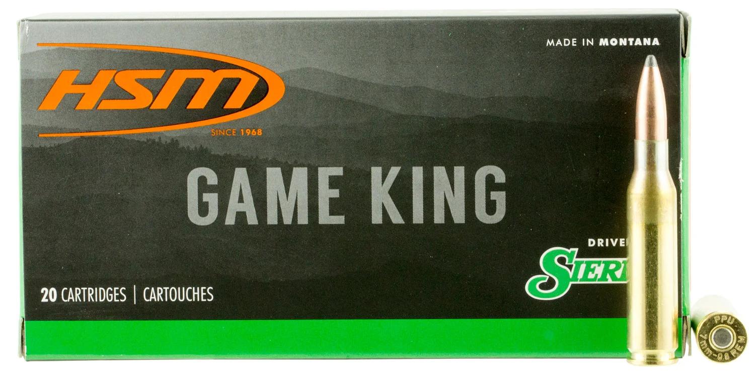 HSM 7MM088N Game King  7mm-08 Rem 150 gr Sierra GameKing Spitzer Boat Tail 20 Per Box/ 25 Case