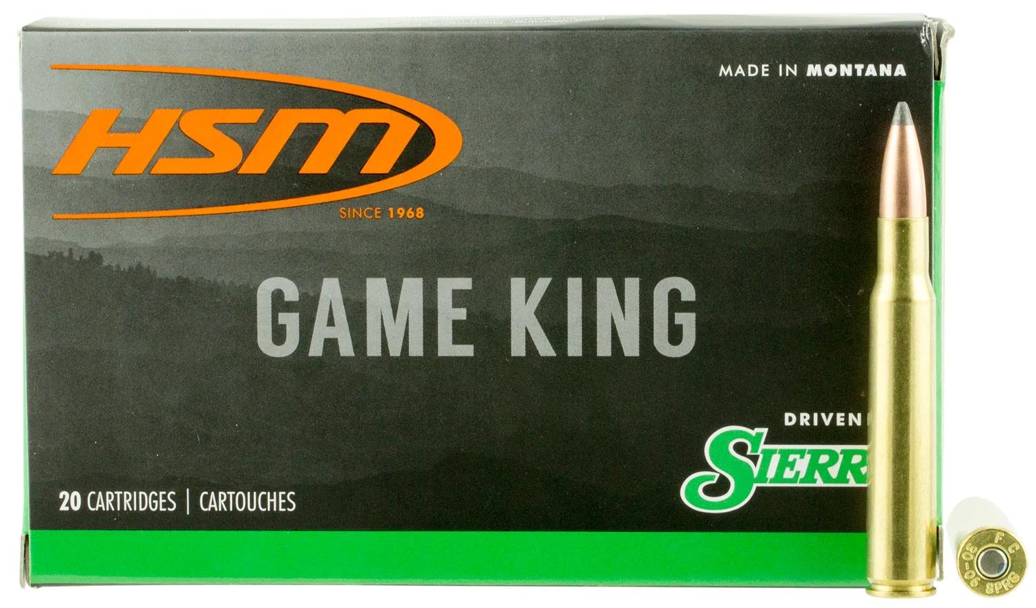 HSM 300640N Game King  30-06 Springfield 165 gr Sierra GameKing Spitzer Boat Tail 20 Per Box/ 20 Case