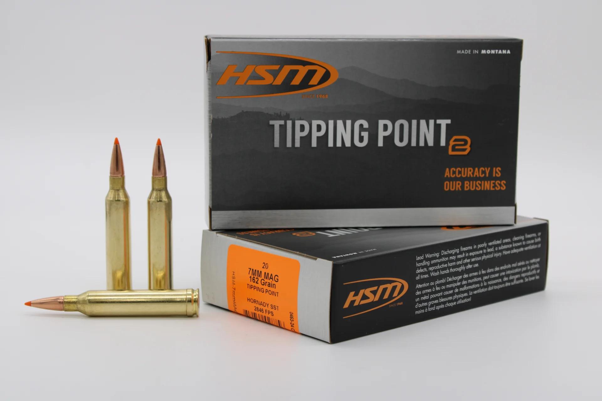 HSM AMMUNITION 7MM MAG 162GR TIPPING PT 20RD BOX 20 BOXES PER CASE
