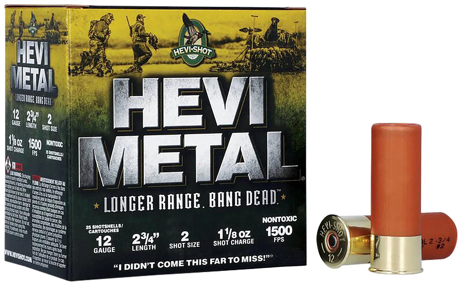 HEVI-Metal HS38702 HEVI-Metal Longer Range 12Gauge 2.75" 1 1/8oz 2Shot 25 Per Box/10 Case
