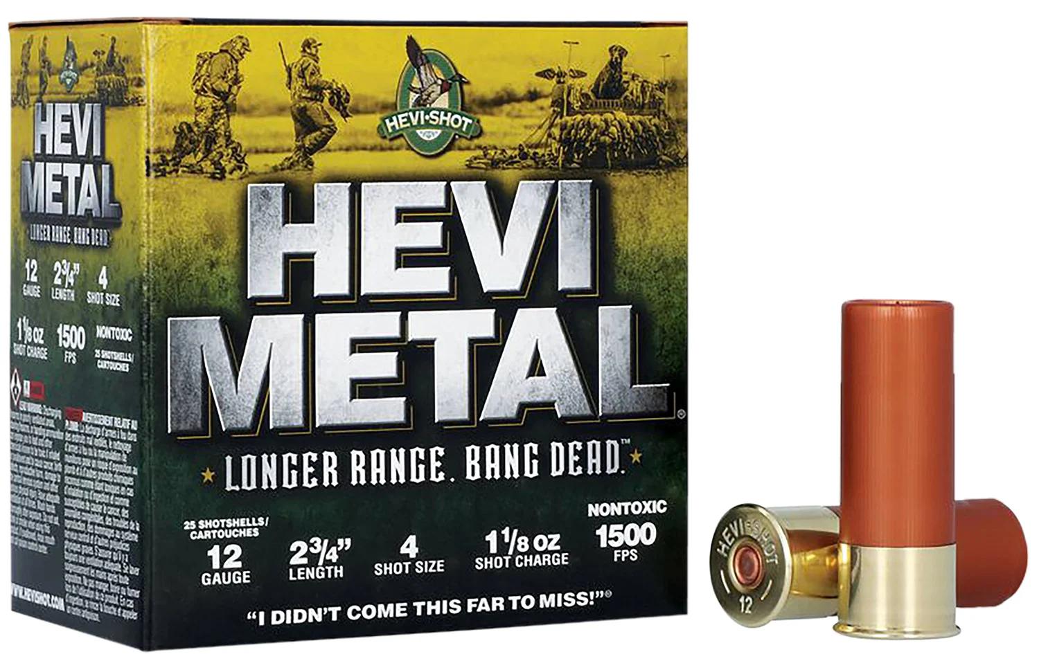 HEVI-Metal HS38704 HEVI-Metal Longer Range 12Gauge 2.75" 1 1/8oz 4Shot 25 Per Box/10 Case