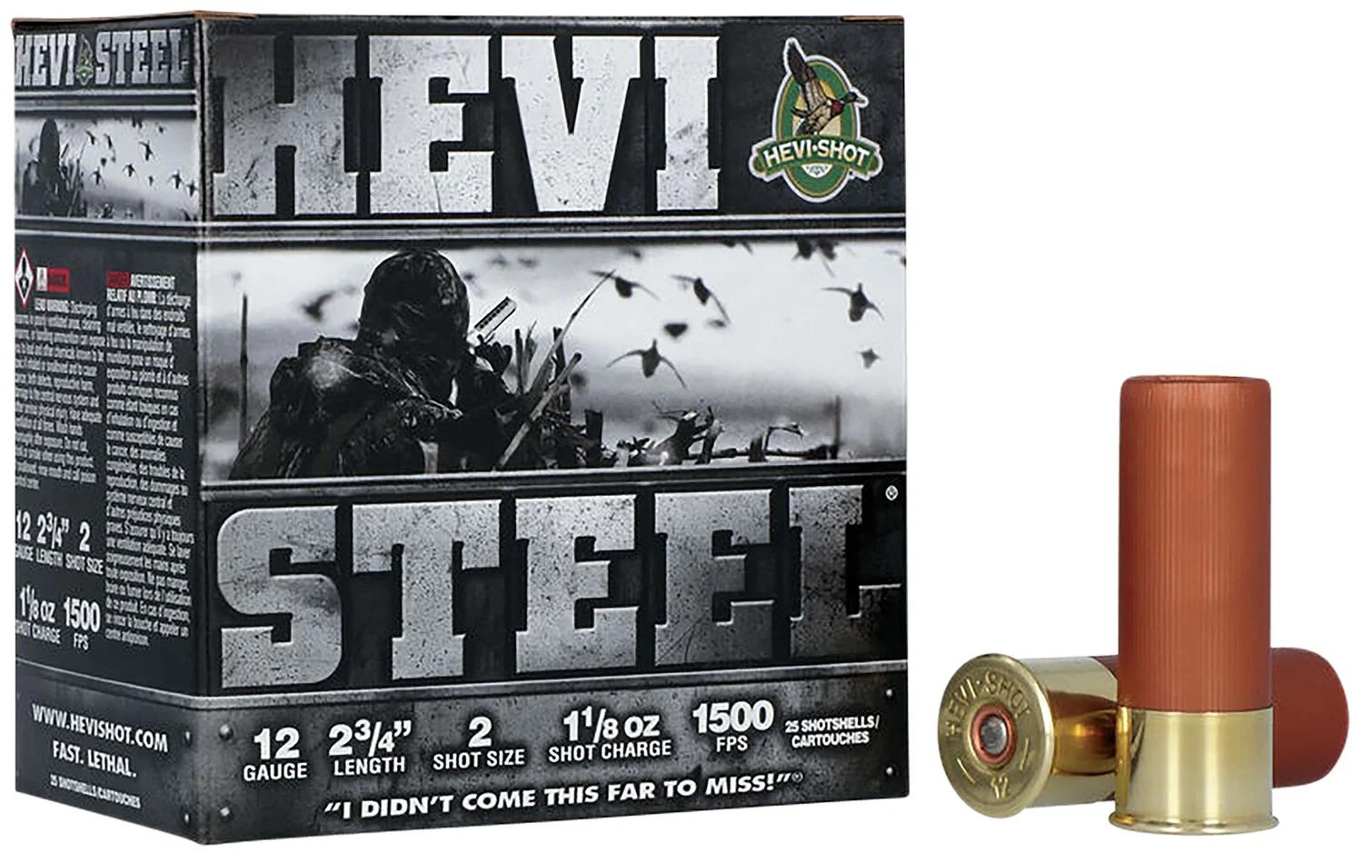 HEVI-Shot HS61222 HEVI-Steel  12Gauge 2.75" 1 1/8oz 2Shot 25 Per Box/10 Case