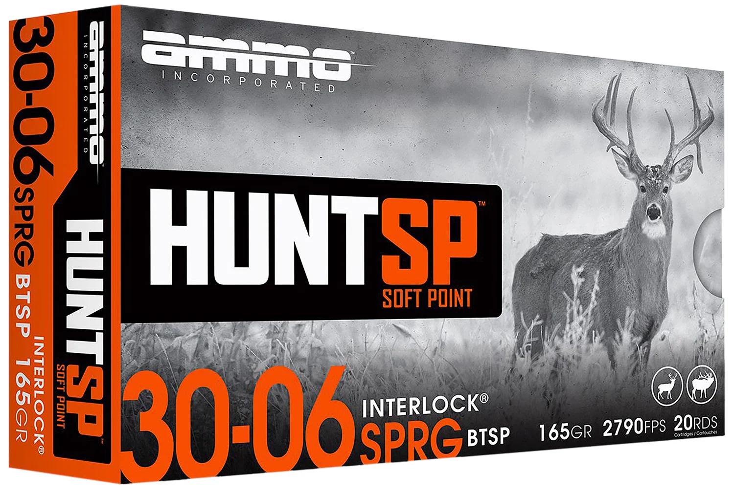 Ammo Inc 3006165SPA20 Hunt  30-06Springfield 165gr Soft Point 20 Per Box/10 Case
