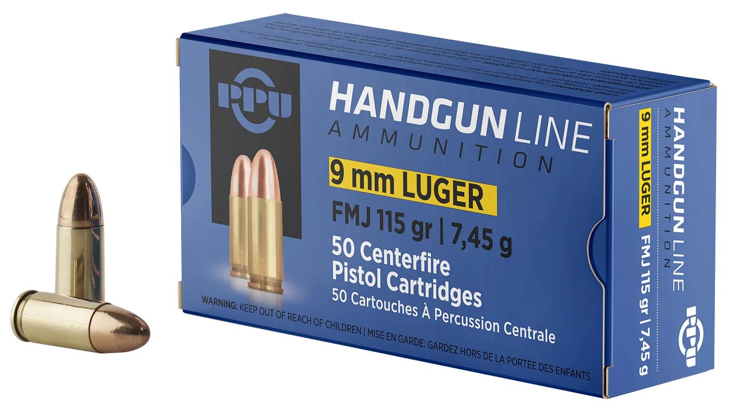 PPU PPH9F1 Handgun  9mmLuger 115gr Full Metal Jacket 50 Per Box/20 Case