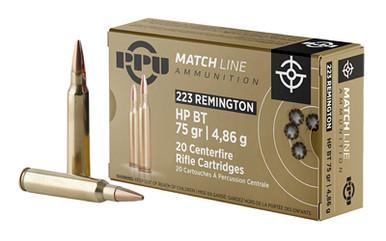 PPU .223 REM MATCH 75GR HPBT 20/1000