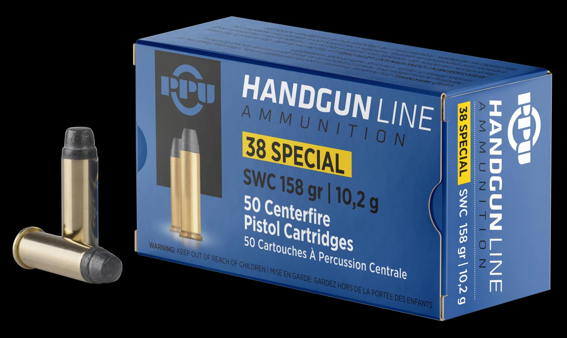 PPU .38 SPECIAL SW 158GR 50RD BOX 10 BOXES PER CASE