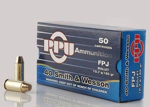 PPU Handgun Ammunition .40 S&W  165 gr FPJ  1541 fps 50/ct