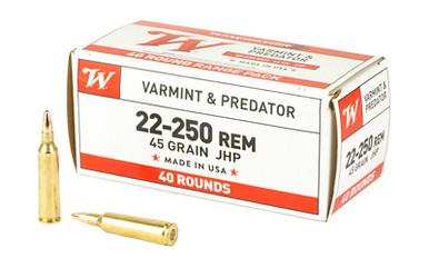 WINCHESTER USA 22-250 REM 45GR JHP 40/400