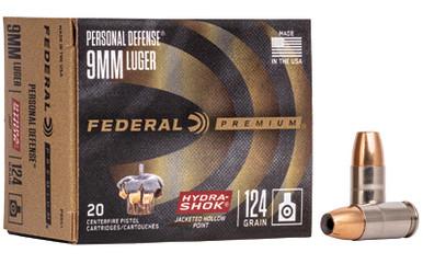 FEDERAL HYDRA-SHOK 9MM 124GR HP 20/500