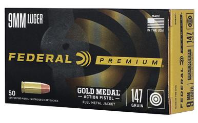 FEDERAL GLD MDL ACT 9MM 147GR FMJ 50/500